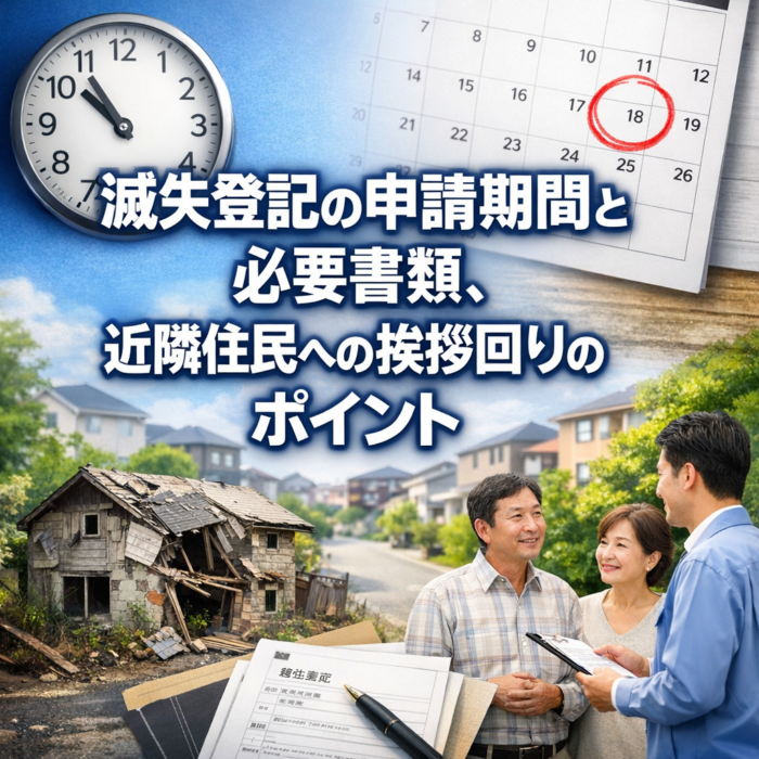 滅失登記の申請期間と必要書類、近隣住民への挨拶回りのポイント