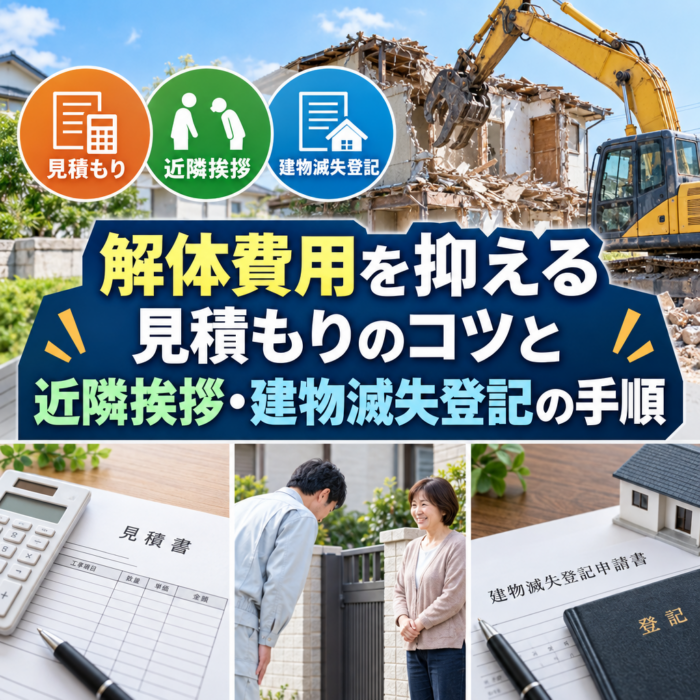 解体費用を抑える見積もりのコツと近隣挨拶・建物滅失登記の手順
