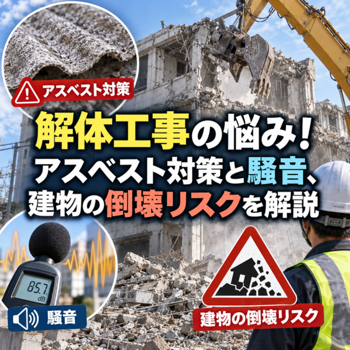 解体工事の悩み！アスベスト対策と騒音、建物の倒壊リスクを解説